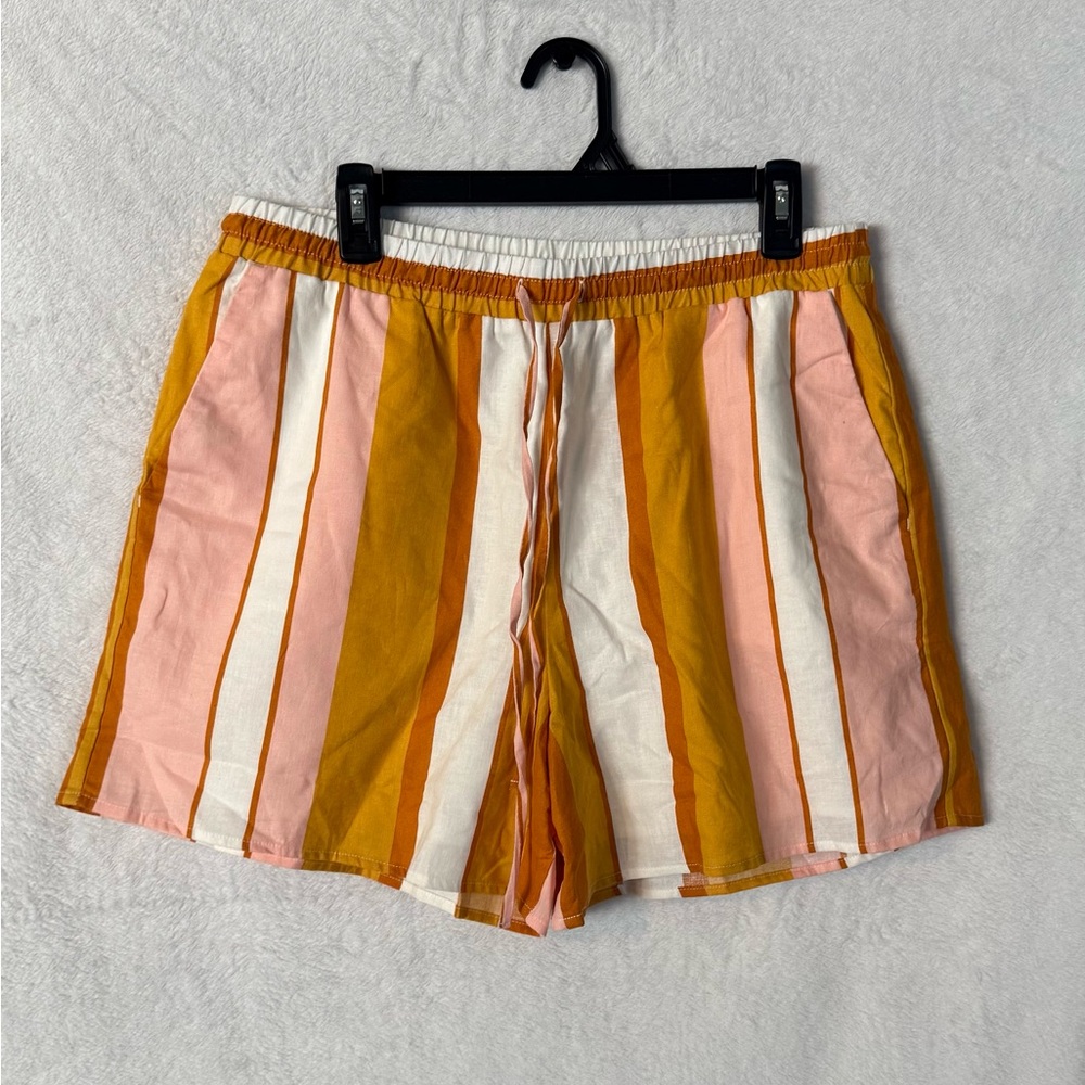 Express Pink and Orange Striped Women's Drawstring Shorts